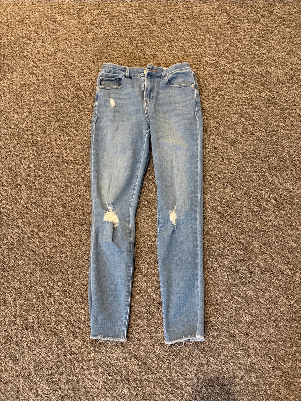 Express Light Blue Skinny Distressed Jeans